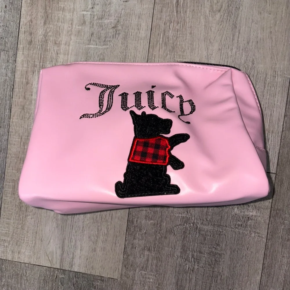 Juicy couture pink black‎ dog cosmetics bag make up purse new no tag